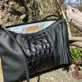 Croc Embossed / Leather Cossbody - Shoulder Handbag