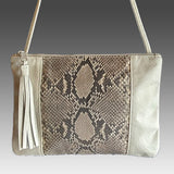 Genuine Matte Python / Leather Crossbody - Shoulder Handbag