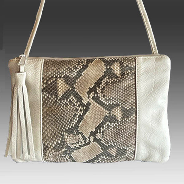 Genuine Matte Python / Leather Crossbody - Shoulder Handbag
