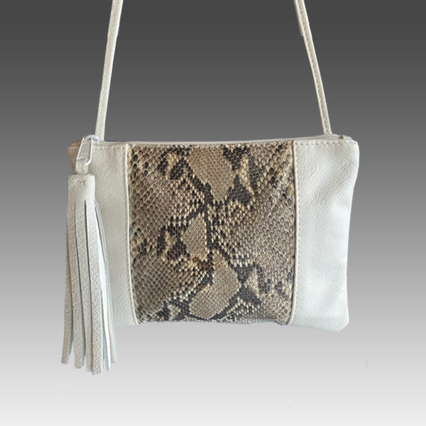 Genuine Matte Python Small Leather Crossbody Shoulder Handbag